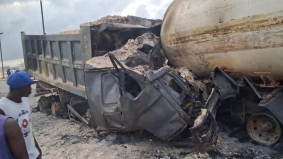 One Killed, Two Injured as Truck Crashes into Gas Tanker in Sangotedo, Lagos